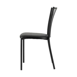 Roxane Chaise de cuisine noire en métal avec assise en simili rembourrée