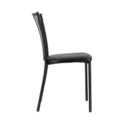Roxane Chaise de cuisine noire en métal avec assise en simili rembourrée