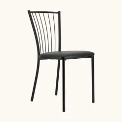 Roxane Chaise de cuisine noire en métal avec assise en simili rembourrée