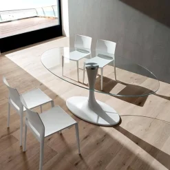Ruud Table design ovale en verre pied tulipe