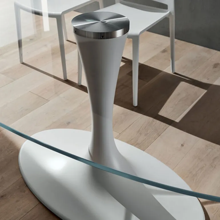 Ruud Table design ovale en verre pied tulipe