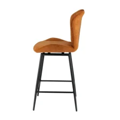 SachaTabouret snack en tissu pivotant avec poignée et pieds en métal