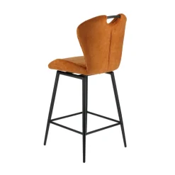 SachaTabouret snack en tissu pivotant avec poignée et pieds en métal