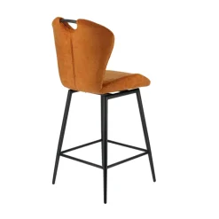 SachaTabouret snack en tissu pivotant avec poignée et pieds en métal