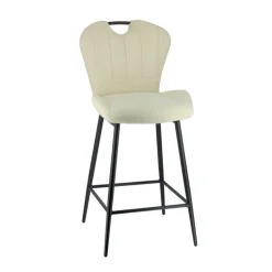 SachaTabouret snack en tissu pivotant avec poignée et pieds en métal