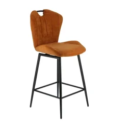 SachaTabouret snack en tissu pivotant avec poignée et pieds en métal