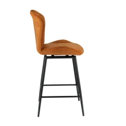 SachaTabouret snack en tissu pivotant avec poignée et pieds en métal