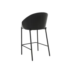 SandroTabouret snack bimatière en tissu avec dossier bois et pieds en métal