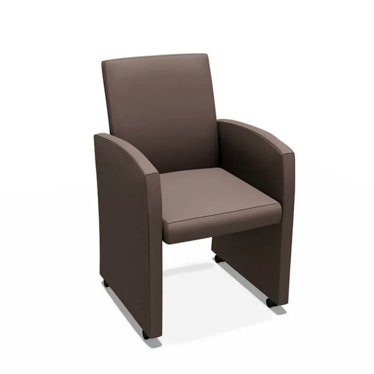 Sarah Fauteuil de table rembourré en synthétique avec roulettes