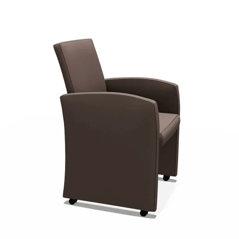 Sarah Fauteuil de table rembourré en synthétique avec roulettes