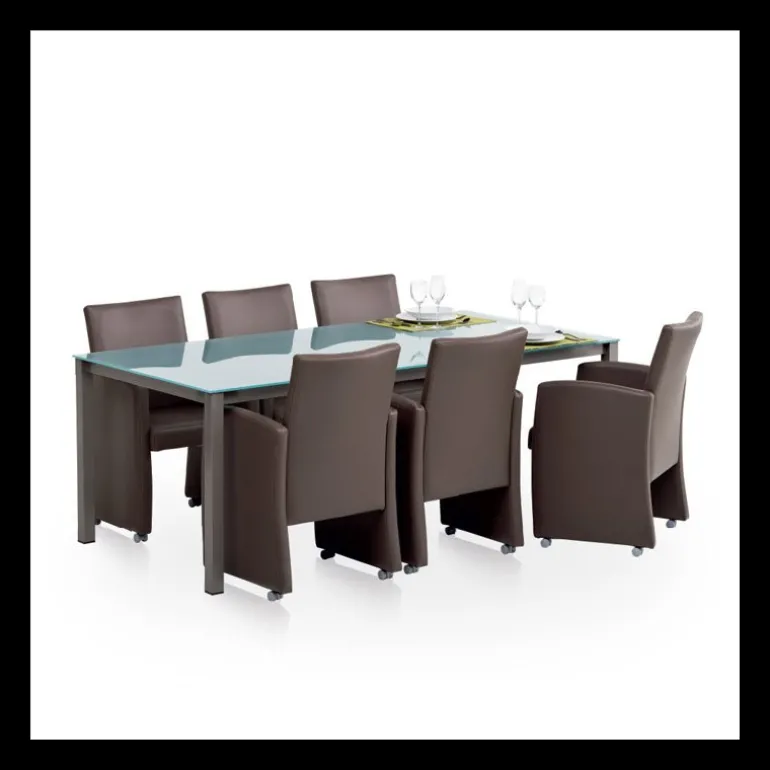 Sarah Fauteuil de table rembourré en synthétique avec roulettes