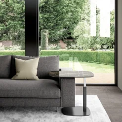 Servus Table basse design italien en verre marbré réglable en hauteur