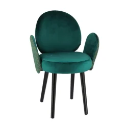 Severus Fauteuil cosy bicolore en tissu et pieds bois