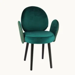 Severus Fauteuil cosy bicolore en tissu et pieds bois