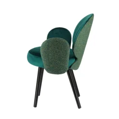 Severus Fauteuil cosy bicolore en tissu et pieds bois