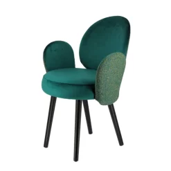 Severus Fauteuil cosy bicolore en tissu et pieds bois