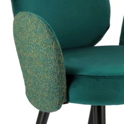 Severus Fauteuil cosy bicolore en tissu et pieds bois