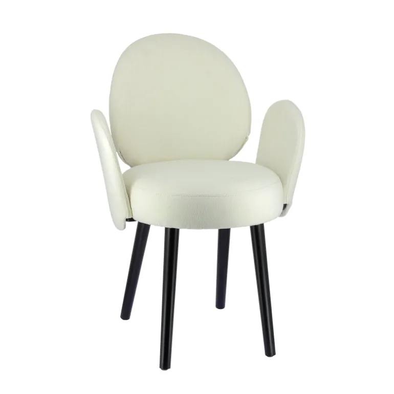 Severus Fauteuil cosy en tissu avec pieds bois