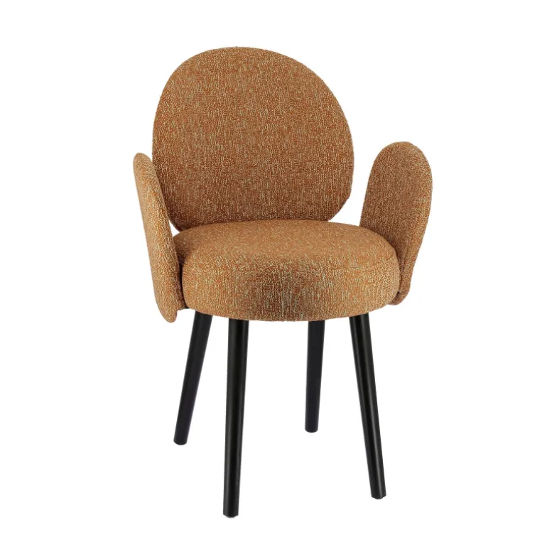 Severus Fauteuil cosy en tissu avec pieds bois