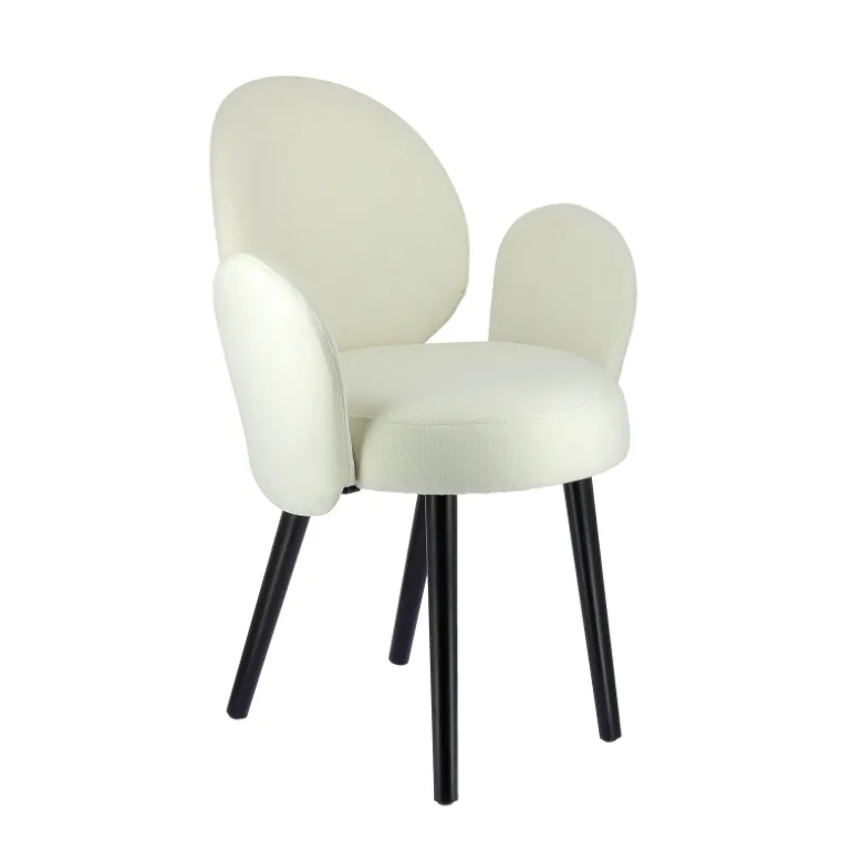 Severus Fauteuil cosy en tissu avec pieds bois