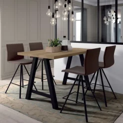 Silva Tabouret snack design coque en simili et pieds en métal