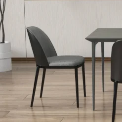 SimoneChaise bimatière en tissu dossier bois avec pieds en métal