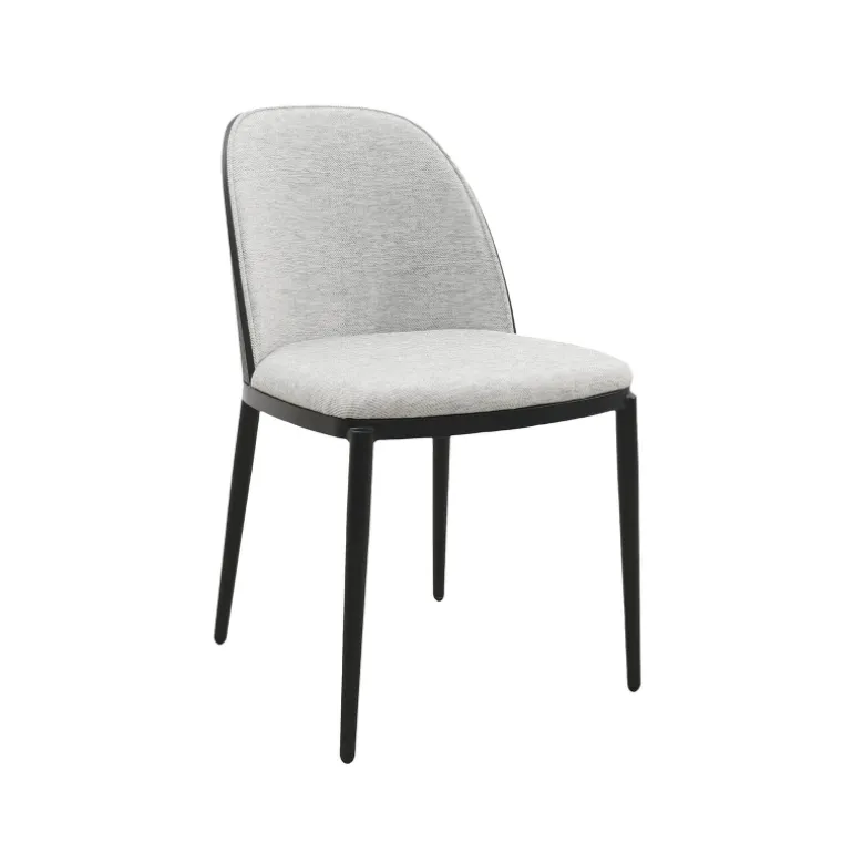 SimoneChaise bimatière en tissu dossier bois avec pieds en métal