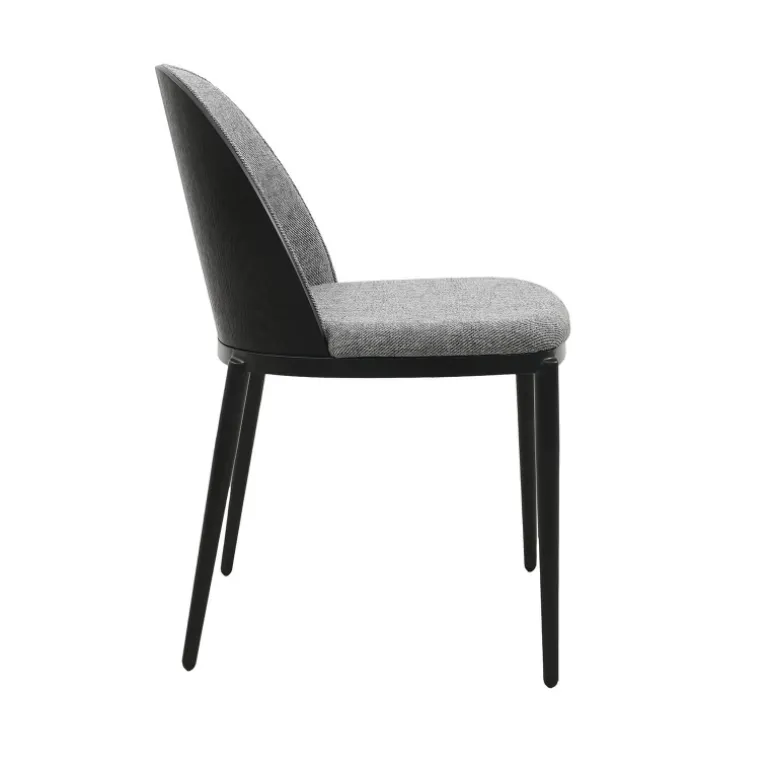 SimoneChaise bimatière en tissu dossier bois avec pieds en métal