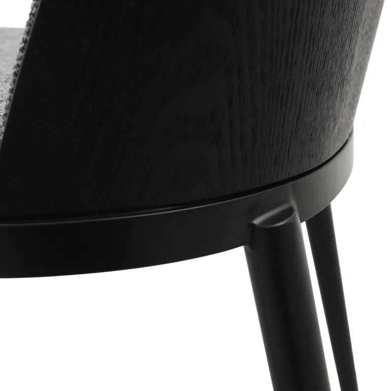 SimoneChaise bimatière en tissu dossier bois avec pieds en métal