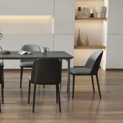 SimoneChaise bimatière en tissu dossier bois avec pieds en métal