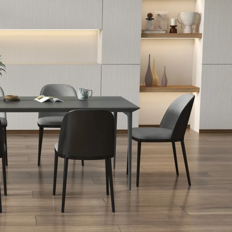 SimoneChaise bimatière en tissu dossier bois avec pieds en métal