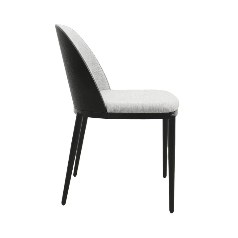 SimoneChaise bimatière en tissu dossier bois avec pieds en métal