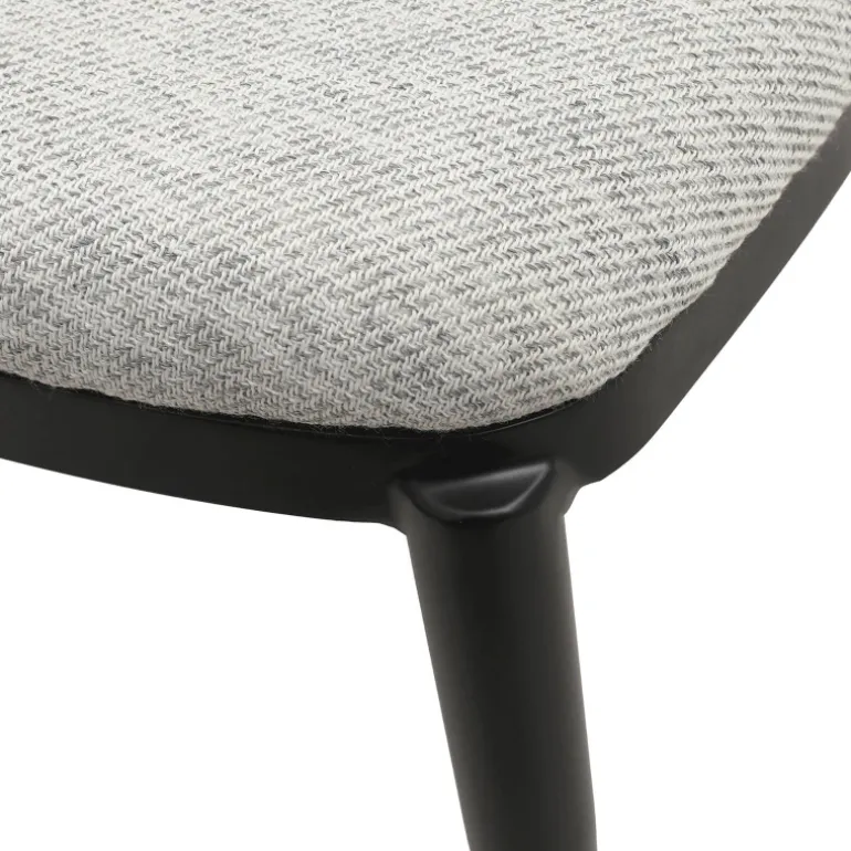 SimoneChaise bimatière en tissu dossier bois avec pieds en métal