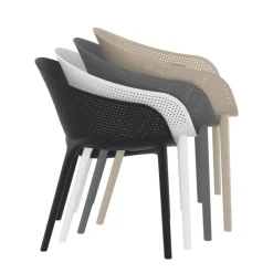 Sky Pro Fauteuil de jardin moderne empilable coque microperforée en polypropylène