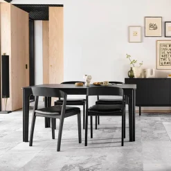 SM26/27 Table de salle à manger scandinave en placage bois avec allonges