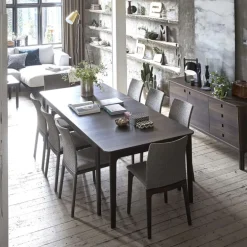 SM26/27 Table de salle à manger scandinave en placage bois avec allonges