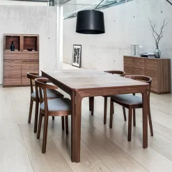 SM26/27 Table de salle à manger scandinave en placage bois avec allonges