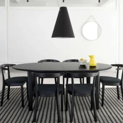 SM78 Table de salle à manger ovale scandinave en bois avec allonges