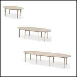 SM78 Table de salle à manger ovale scandinave en bois avec allonges