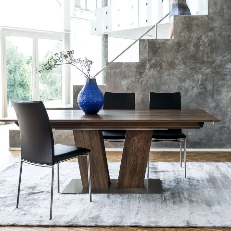 SM39 Table en bois moderne extensible avec pied central