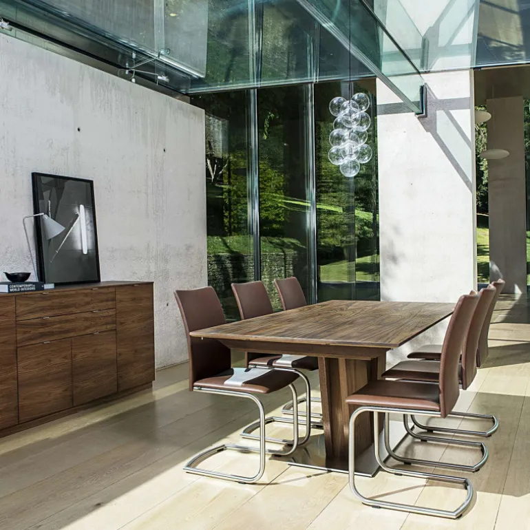 SM39 Table en bois moderne extensible avec pied central