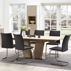 SM39 Table en bois moderne extensible avec pied central