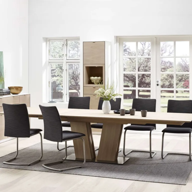 SM39 Table en bois moderne extensible avec pied central