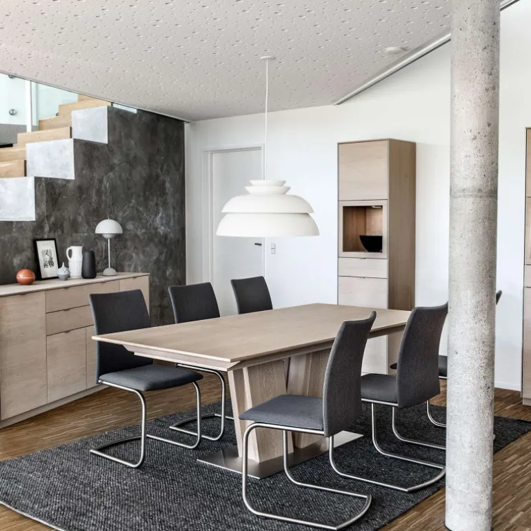 SM39 Table en bois moderne extensible avec pied central