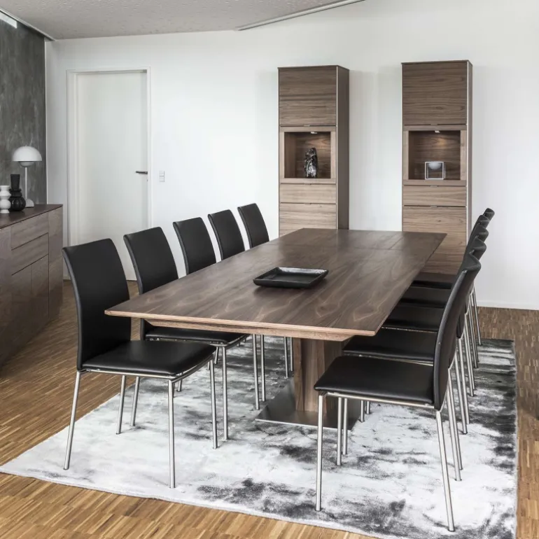 SM39 Table en bois moderne extensible avec pied central