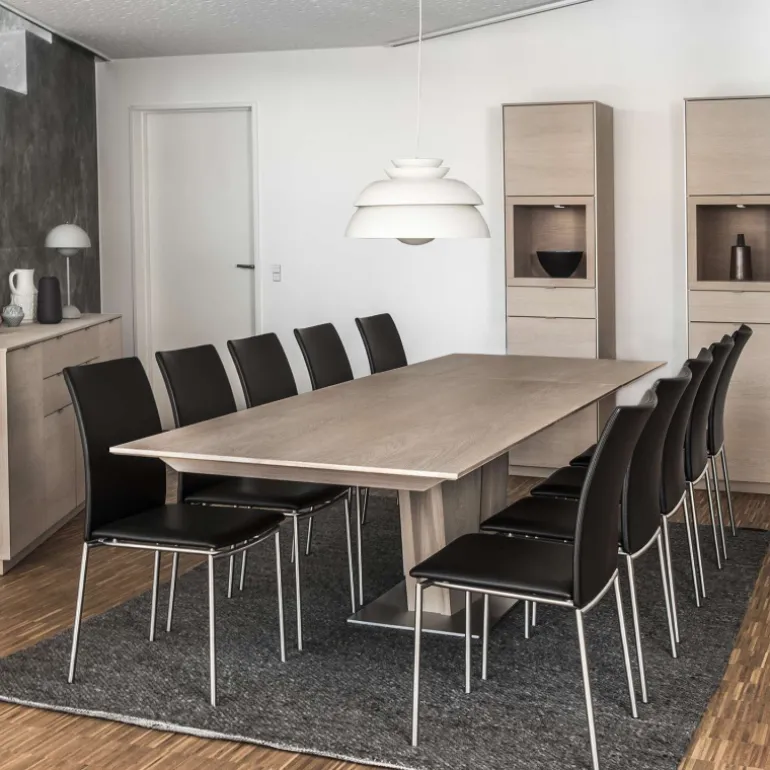 SM39 Table en bois moderne extensible avec pied central