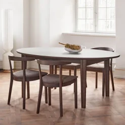 SM78 Table ovale extensible en Fenix et pieds en bois