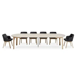SM112 Table ronde en bois style scandinave extensible