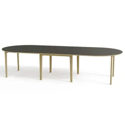 SM112 Table ronde extensible en stratifié et pieds bois conçue au Danemark