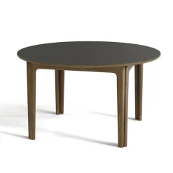 SM112 Table ronde extensible en stratifié et pieds bois conçue au Danemark